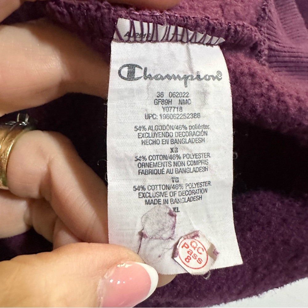 Champion Men's Logo Pullover Hoodie in Burgundy Size XL - Picture 6 of 6